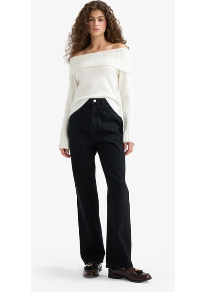Straight Fit Yüksek Bel Uzun Jean Pantolon E9129AX25AU fırsatları