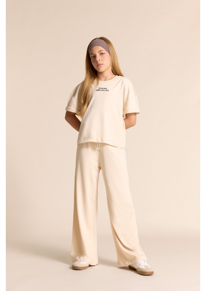 Kız Çocuk 2'li Takım Kısa Kollu Baskılı Tişört Eşofman Altı F5035A825AU