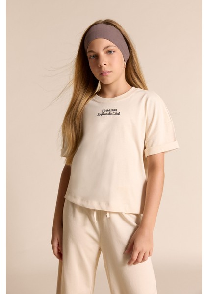 Kız Çocuk 2'li Takım Kısa Kollu Baskılı Tişört Eşofman Altı F5035A825AU fiyatları