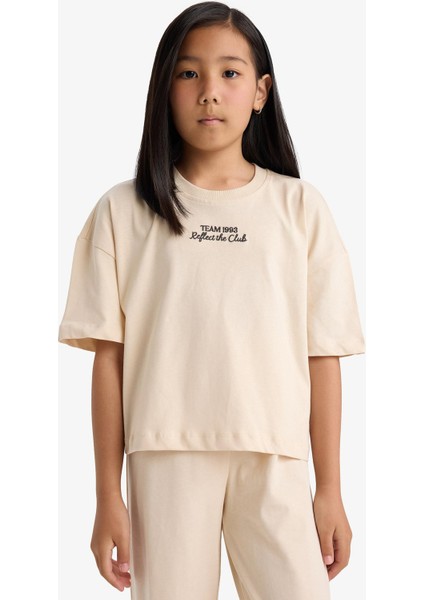 Kız Çocuk 2'li Takım Kısa Kollu Baskılı Tişört Eşofman Altı F5035A825AU indirimleri