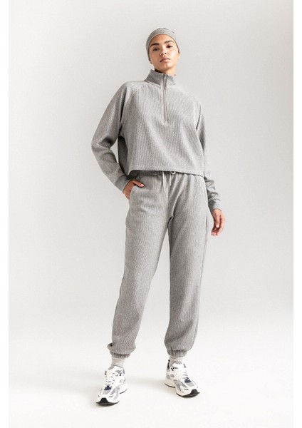 Fit Standart Fit Sporcu Jogger Eşofman Altı Beli Paçası Lastikli D1707AX24AU