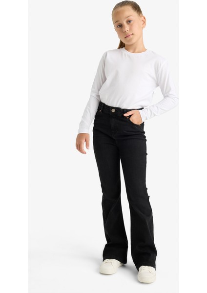 Kız Çocuk Flare Fit İspanyol Paça Jean Pantolon E6183A825AU