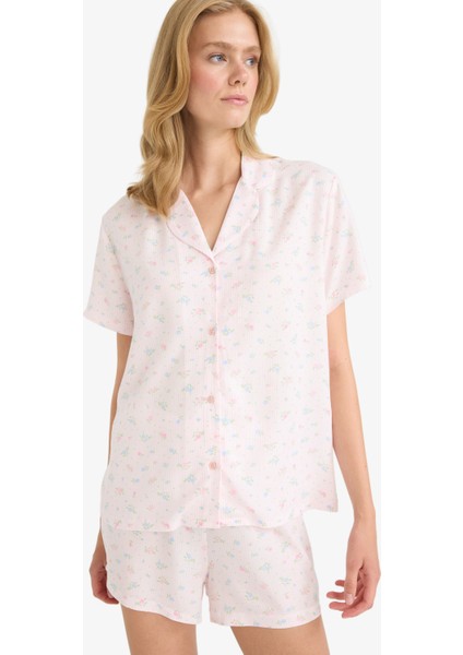 Regular Fit Pijama Takımı Kısa Kollu Viskon Üst Şort-Fall in Love F6986AX25AU modelleri