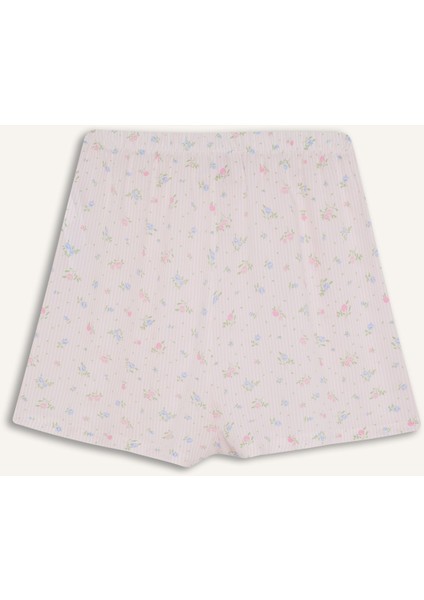 Regular Fit Pijama Takımı Kısa Kollu Viskon Üst Şort-Fall in Love F6986AX25AU