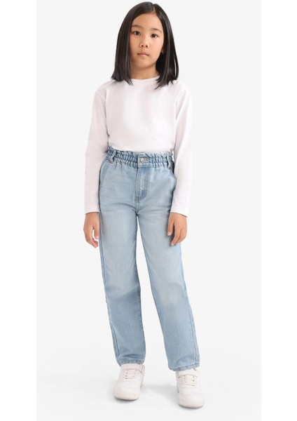 Kız Çocuk Paperbag Standart Paça Jean Pantolon E6181A825AU