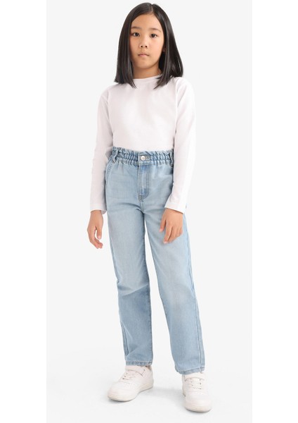 Kız Çocuk Paperbag Standart Paça Jean Pantolon E6181A825AU modelleri