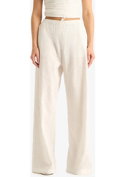 Wide Leg Çift Cepli Beli Lastikli Standart Boy Brode Pantolon E6393AX25SM fırsatları