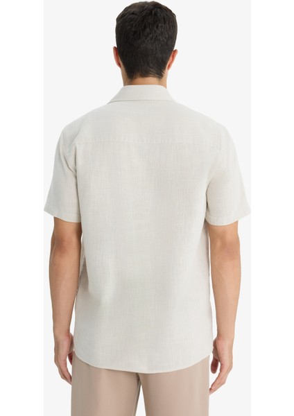 %100 Pamuk Regular Fit Polo Yaka Yazlık Kısa Kollu Gömlek D8613AX25SM
