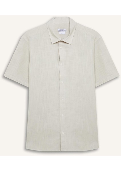 %100 Pamuk Regular Fit Polo Yaka Yazlık Kısa Kollu Gömlek D8613AX25SM