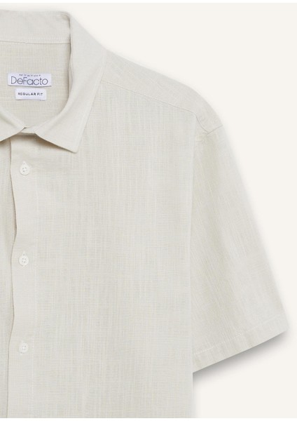 %100 Pamuk Regular Fit Polo Yaka Yazlık Kısa Kollu Gömlek D8613AX25SM