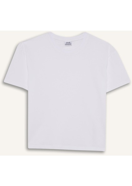 Kız Çocuk Relax Fit Bisiklet Yaka Kısa Kollu Okul Tişörtü E6493A825AU modelleri