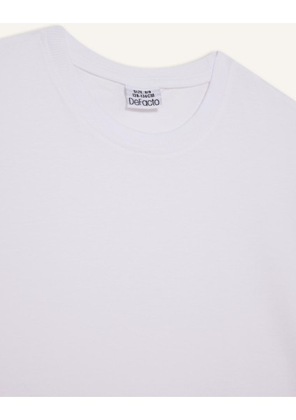 Kız Çocuk Relax Fit Bisiklet Yaka Kısa Kollu Okul Tişörtü E6493A825AU fırsatları