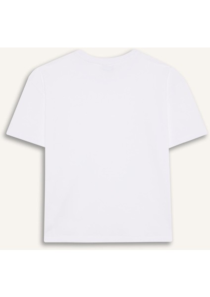 Kız Çocuk Relax Fit Bisiklet Yaka Kısa Kollu Okul Tişörtü E6493A825AU indirimleri