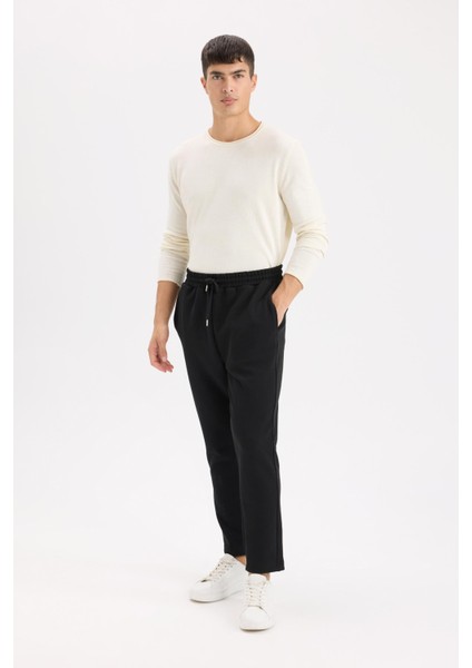 Siyah Eşofman Altı Twill Slim Fit Dar Kesim Beli Bağcıklı Cepli Düz Paça D9708AX24AU fiyatları