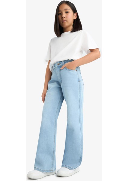 Kız Çocuk Straight Wide Standart Paça Jean Pantolon E7322A825AU fiyatları