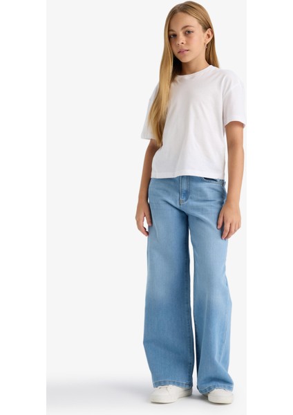 Kız Çocuk Wide Leg Geniş Paça Jean Pantolon E5881A825AU fiyatları