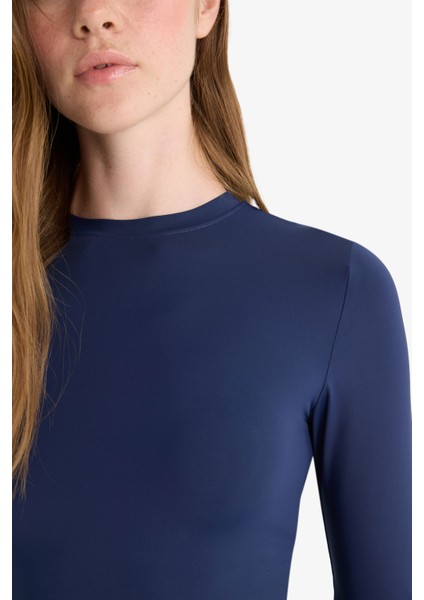 Fitted Bisiklet Yaka Uzun Kollu Tişört D0199AX25AU indirimleri