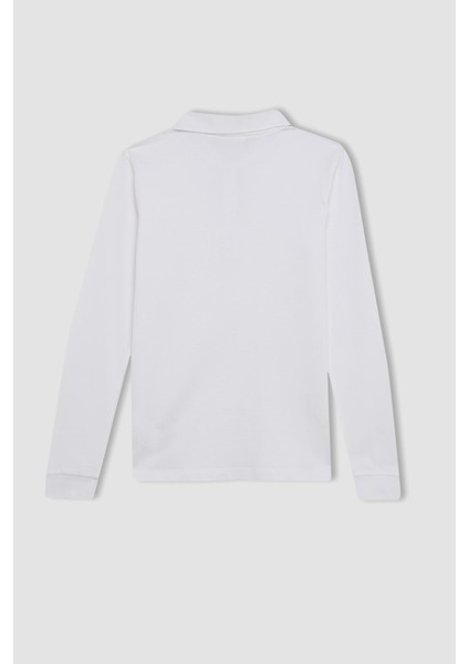 Kız Çocuk Polo Yaka Basic Düz Pike Uzun Kollu Okul Tişörtü J0010A625AU modelleri