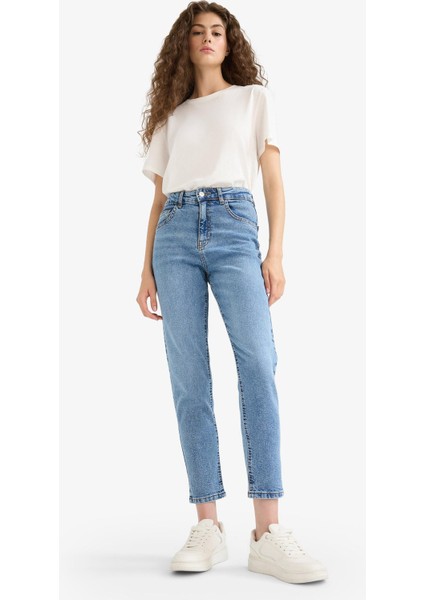 Comfort Mom Yüksek Bel Bilek Boy Jean Yıkamalı Pantolon E9161AX25AU