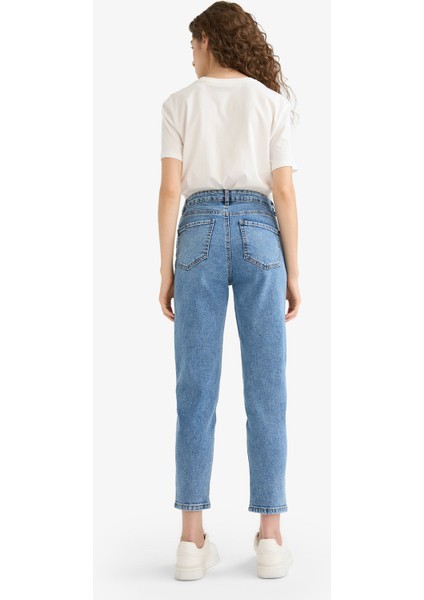 Comfort Mom Yüksek Bel Bilek Boy Jean Yıkamalı Pantolon E9161AX25AU