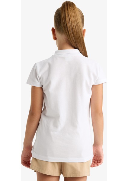 Kız Çocuk Okul Polo Yaka Basic Düz Pike 2'li Tişört C7297A825AU