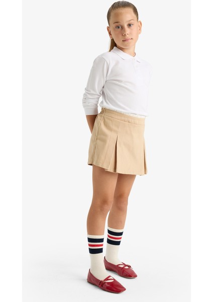 Kız Çocuk Okul Polo Yaka Basic Düz Pike 2'li Tişört C7297A825AU