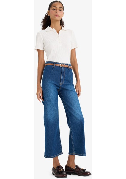 Culotte Yüksek Bel Bilek Boy Jean Pantolon E9159AX25AU