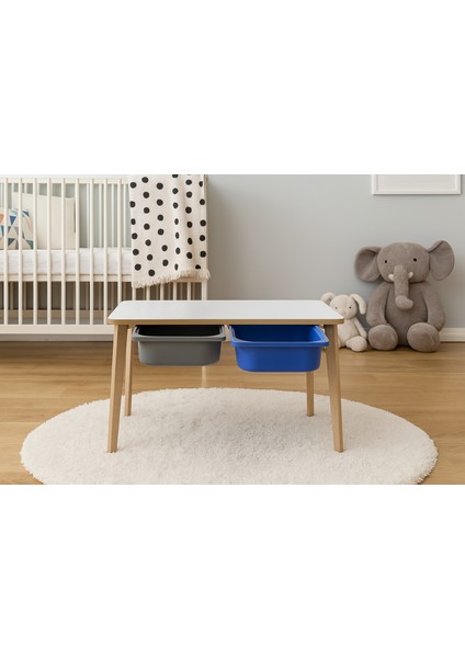 Yaz Sil Yüzeyli Çocuk Aktivite Masası - Dikdörtgen - Çift Sepetli fiyatları