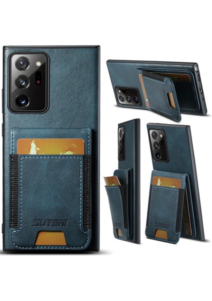 Samsung Galaxy NOTE20 ULTRA/NOTE20 Ultra 5g Kılıf Mumsu Doku Kickstand Telefon Kapağı-Mavi (Yurt Dışından)