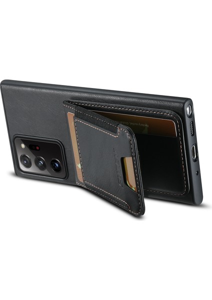 Samsung Galaxy NOTE20 ULTRA/NOTE20 Ultra 5g Kılıf Mumsu Doku Kickstand Telefon Kapağı-Siyah (Yurt Dışından) modelleri