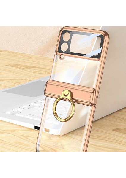 Samsung Galaxy Z Flip4 5g Halka Kickstand Pc Telefon Kılıfı Manyetik Menteşe Anti-Damla Kapak Temperli Cam Küçük Ekran Film-Siyah (Yurt Dışından) fiyatları
