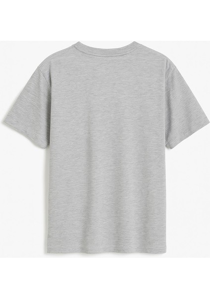 Unisex Oversize Bisiklet Yaka %100 Organik Pamuklu Basic T-Shirt – Gri Melanj fiyatları