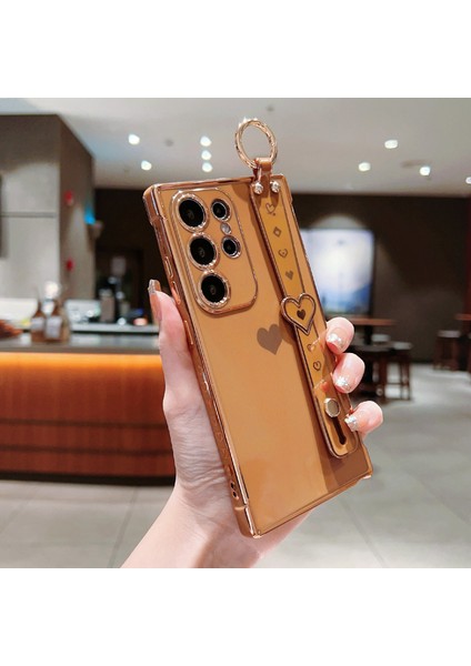 Samsung Galaxy S25 Ultra Kılıf Bileklik Kickstand Aşk Kalp Tpu Telefon Kapak Parmak Tutucu-Kahverengi (Yurt Dışından) fırsatları