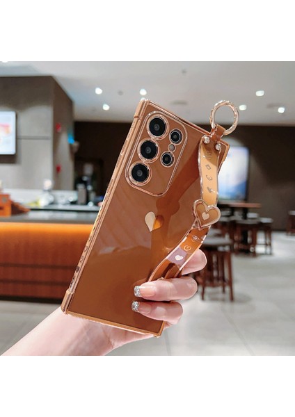 Samsung Galaxy S25 Ultra Kılıf Bileklik Kickstand Aşk Kalp Tpu Telefon Kapak Parmak Tutucu-Kahverengi (Yurt Dışından) indirimleri