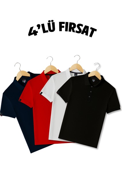 4 Lü Amerikan Polo Tişört