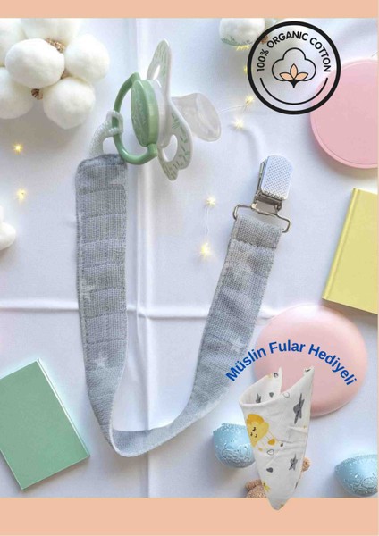 Muslin Emzik Askisi 3 Lu Set Emzik Tutucu Fular Hediyeli modelleri