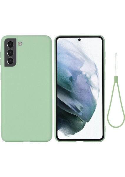 Samsung Galaxy S22 5g-Green Için El Kayışı ile Iyi Korumalı Sıvı Silikon Yumuşak Telefon Kapak Kabuğu (Yurt Dışından)