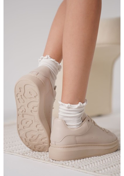 Elvex Kadın Klasik Sneaker Spor Ayakkabı - Bej modelleri