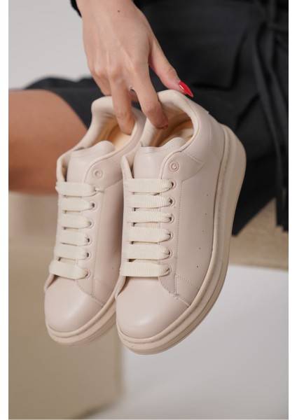 Elvex Kadın Klasik Sneaker Spor Ayakkabı - Bej indirimleri