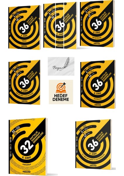 Hız 8.sınıf 36 Haftalık Türkçe Ingilizce Fen Din Matematik Inkılap Tarihi ve Atatürkçülük 32 Haftalık Paragraf Denemeleri Hedef Deneme