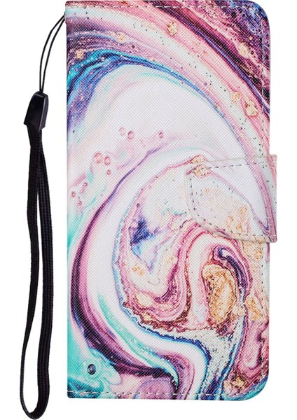 Desen Baskı Cüzdan Tasarımı Deri Telefon Kapak Kabuğu Samsung Galaxy A21S-SWIRL Desen (Yurt Dışından)