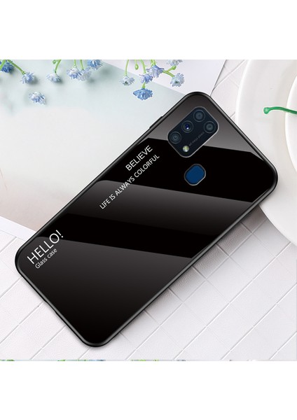 Samsung Galaxy M31-BLACK Için Gradyan Renk Temperli Cam+Pc+Tpu Hibrit Kasa (Yurt Dışından)