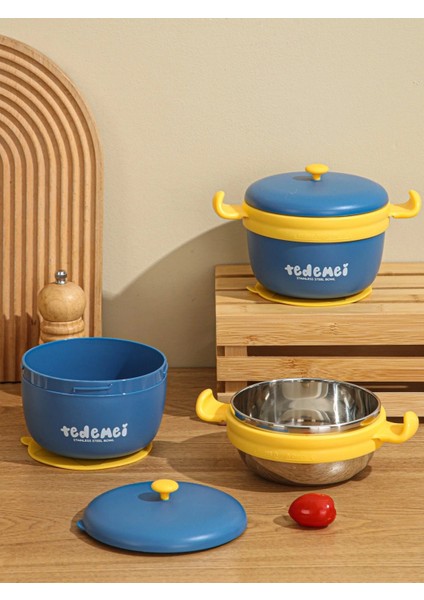 Paslanmaz Çelik Sızdırmaz Çatal ve Kaşıklı Saklama Kabı Beslenme Kabı 260-500 ml Mavi Ithal Ürün