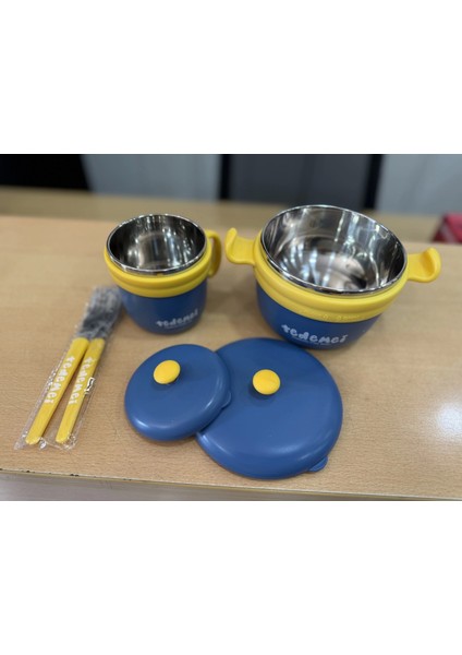 Paslanmaz Çelik Sızdırmaz Çatal ve Kaşıklı Saklama Kabı Beslenme Kabı 260-500 ml Mavi Ithal Ürün fırsatları