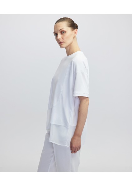 Kumaş Mix Asimetrik Tişört IW6250070079002 modelleri