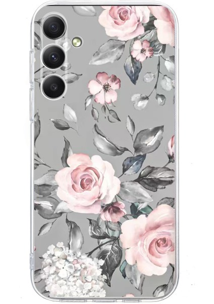 Samsung Galaxy S25 Fe Kılıf Desen Baskı Darbeye Dayanıklı Yumuşak Tpu Telefon Kapağı-Gri Arka Plan Çiçekler (Yurt Dışından) fiyatları