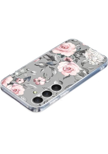 Samsung Galaxy S25 Fe Kılıf Desen Baskı Darbeye Dayanıklı Yumuşak Tpu Telefon Kapağı-Gri Arka Plan Çiçekler (Yurt Dışından) modelleri