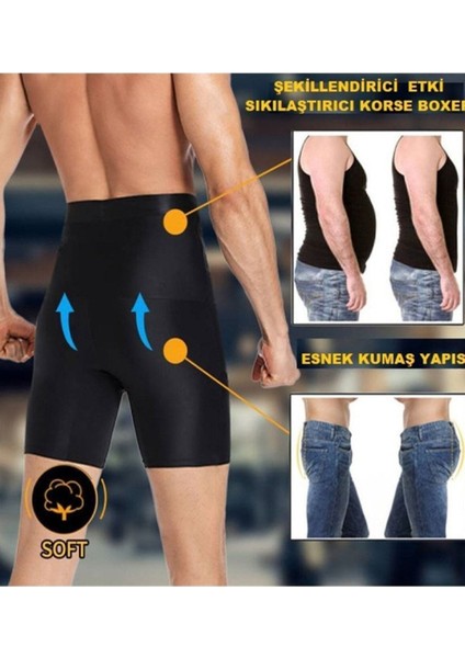 2'li Set Erkek Korse Atlet ve Boxer Korse | Inceltici Erkek Korse Seti modelleri