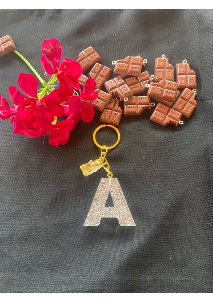 Simli A Harf Anahtarlık-Çanta Charmı [gümüş-Mor Renk Seçeneğiyle] fiyatları