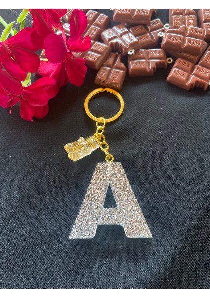 Simli A Harf Anahtarlık-Çanta Charmı [gümüş-Mor Renk Seçeneğiyle] modelleri